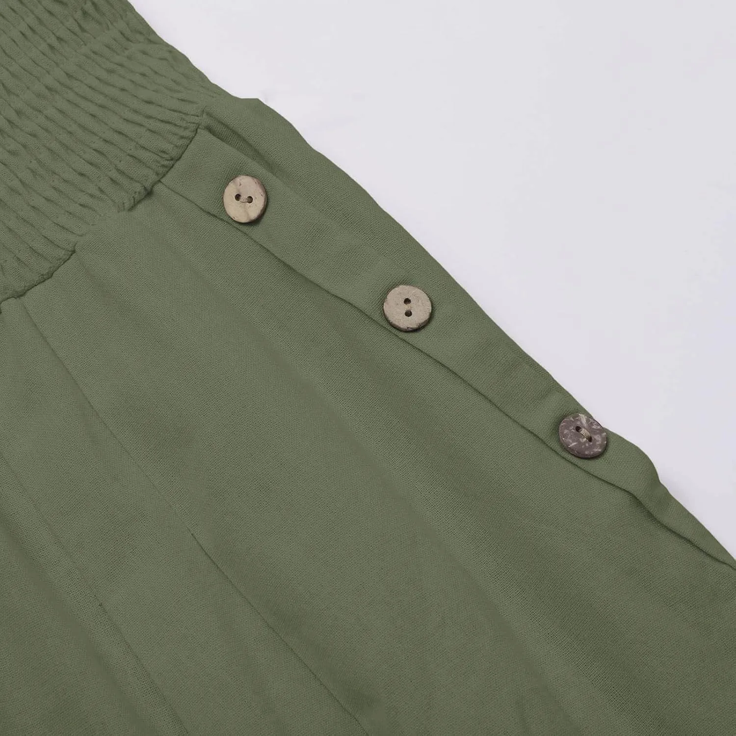 Womens Linen Pants 2025 Summer Trendy Wide Leg High Waist Palazzo Trousers Casual Smocked Flowy Beach Trousers