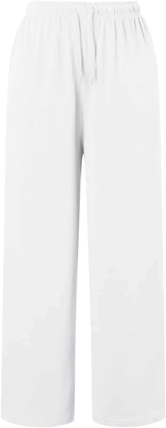Womens Linen Summer Fashion Pants Elastic Waisted Wide Leg Slim Fit Trousers Trendy