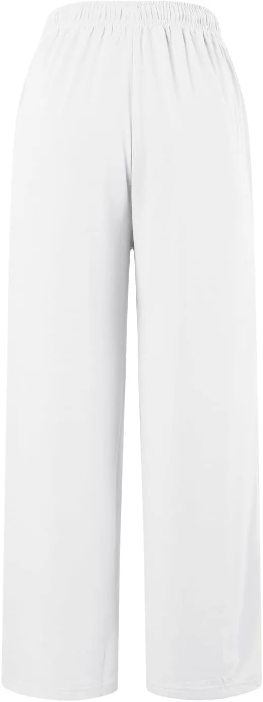 Womens Linen Summer Fashion Pants Elastic Waisted Wide Leg Slim Fit Trousers Trendy