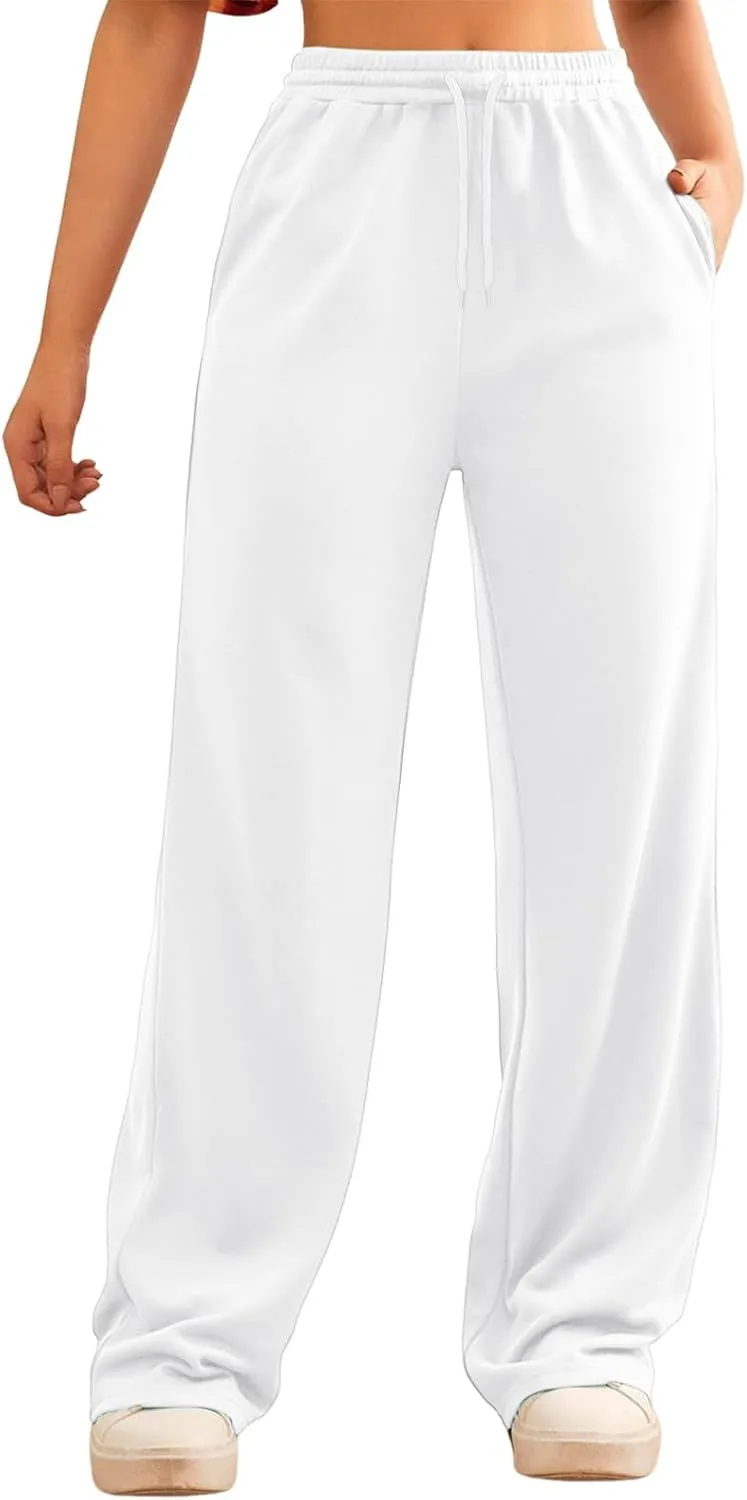 Womens Linen Summer Fashion Pants Elastic Waisted Wide Leg Slim Fit Trousers Trendy