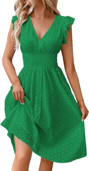 Women's MIDI Lace Cutout Slimming V Neck Plus Size Dress Basics T Shirt Dress