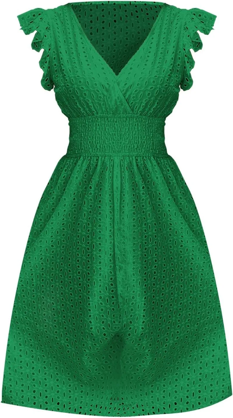 Women's MIDI Lace Cutout Slimming V Neck Plus Size Dress Basics T Shirt Dress