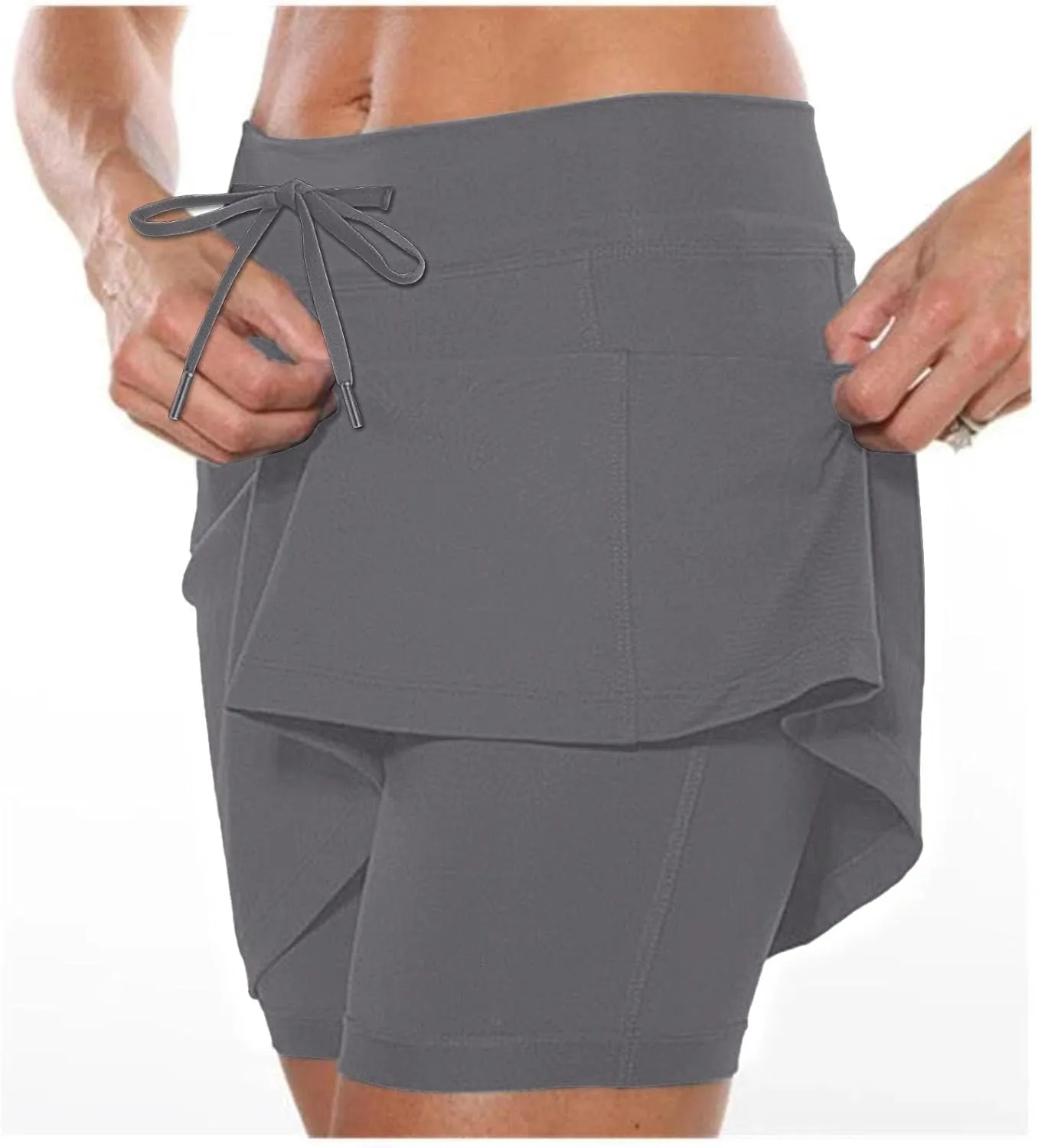 Women's Mini Tennis Skirt with Shorts Athletic Workout Lounge Golf Skorts Trendy Summer Gym Biker Cycling Shorts