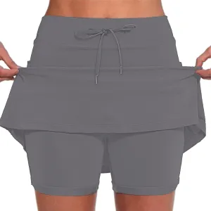 Women's Mini Tennis Skirt with Shorts Athletic Workout Lounge Golf Skorts Trendy Summer Gym Biker Cycling Shorts