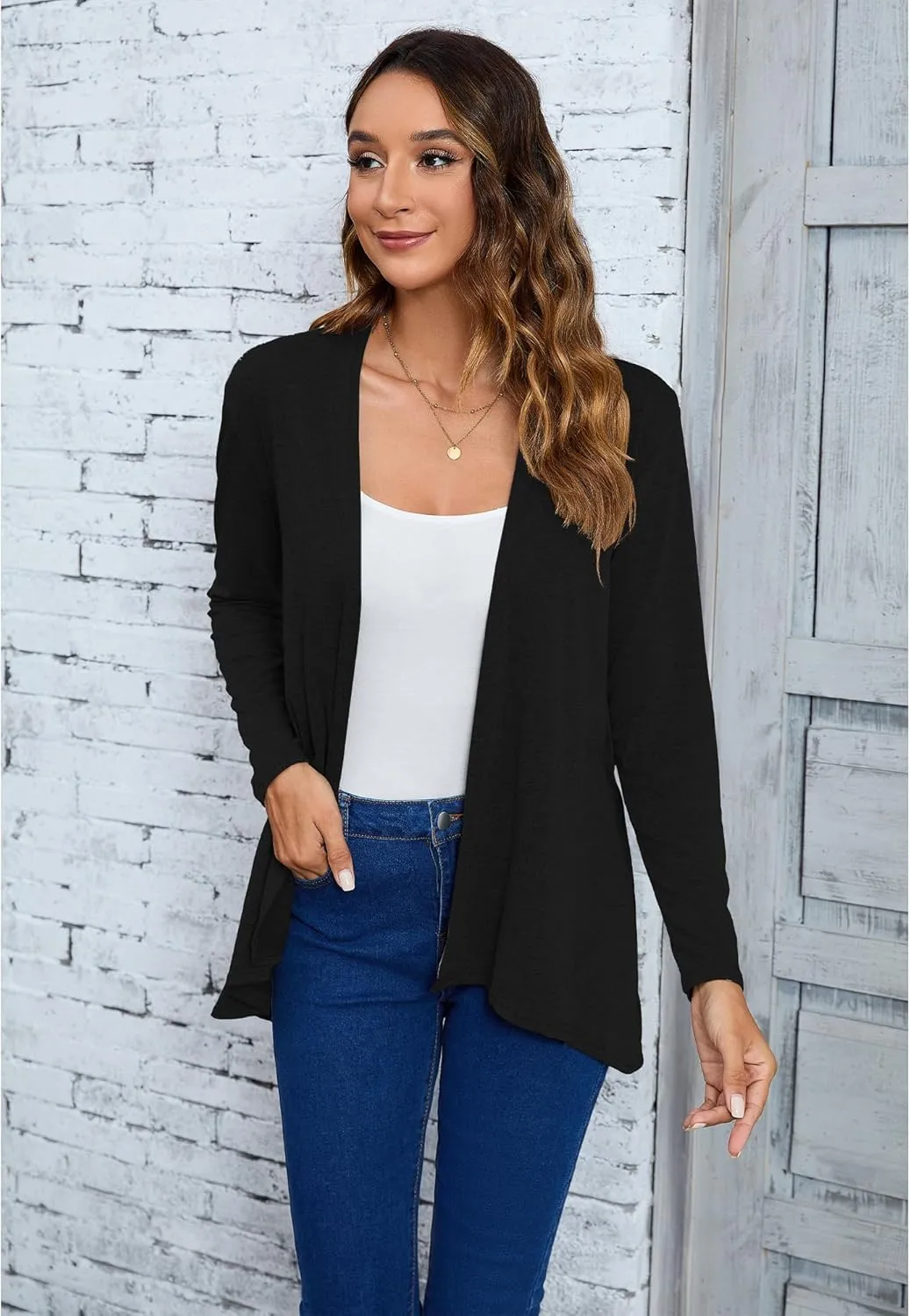 Women's Open Front Cardigan Loose Casual Long Sleeve Lightweight Cardigan Sweaters Duster