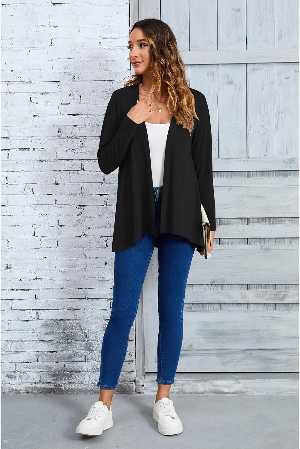 Women's Open Front Cardigan Loose Casual Long Sleeve Lightweight Cardigan Sweaters Duster