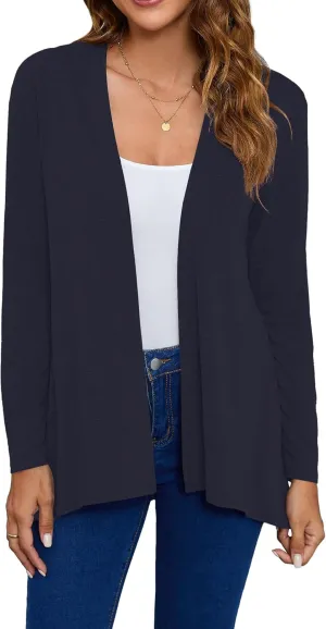Women's Open Front Cardigan Loose Casual Long Sleeve Lightweight Cardigan Sweaters Duster