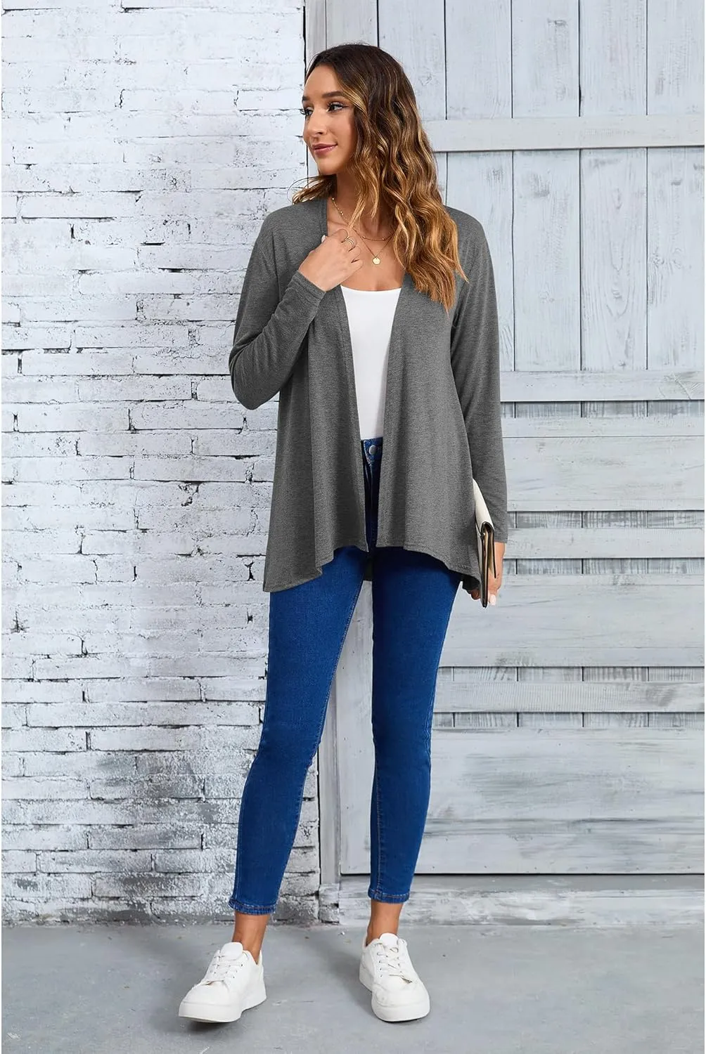 Women's Open Front Cardigan Loose Casual Long Sleeve Lightweight Cardigan Sweaters Duster