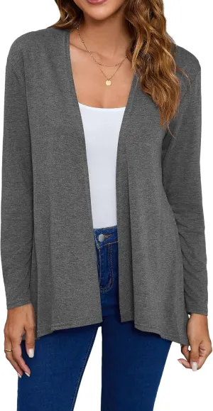 Women's Open Front Cardigan Loose Casual Long Sleeve Lightweight Cardigan Sweaters Duster