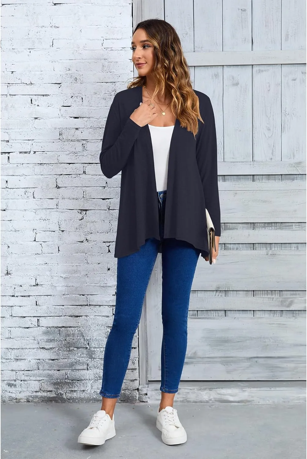Women's Open Front Cardigan Loose Casual Long Sleeve Lightweight Cardigan Sweaters Duster