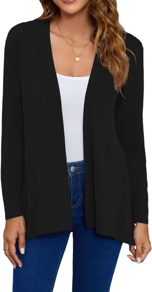 Women's Open Front Cardigan Loose Casual Long Sleeve Lightweight Cardigan Sweaters Duster