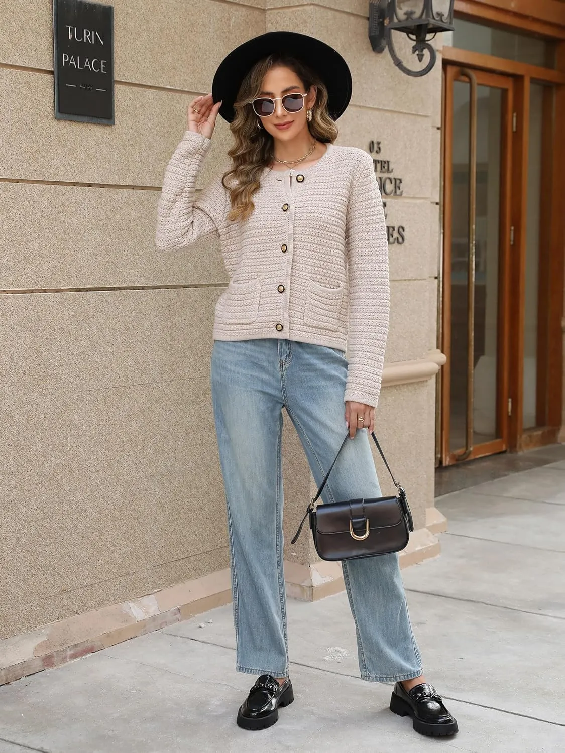 Womens Open Front Cardigan Sweaters 2025 Spring Button Down Long Sleeve Chunky Knit Cardigans