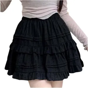 Women's Pleated Skater Skirt Basic Casual High Waisted Ruffles Flared Mini Lingerie Skirts Missal Dresses
