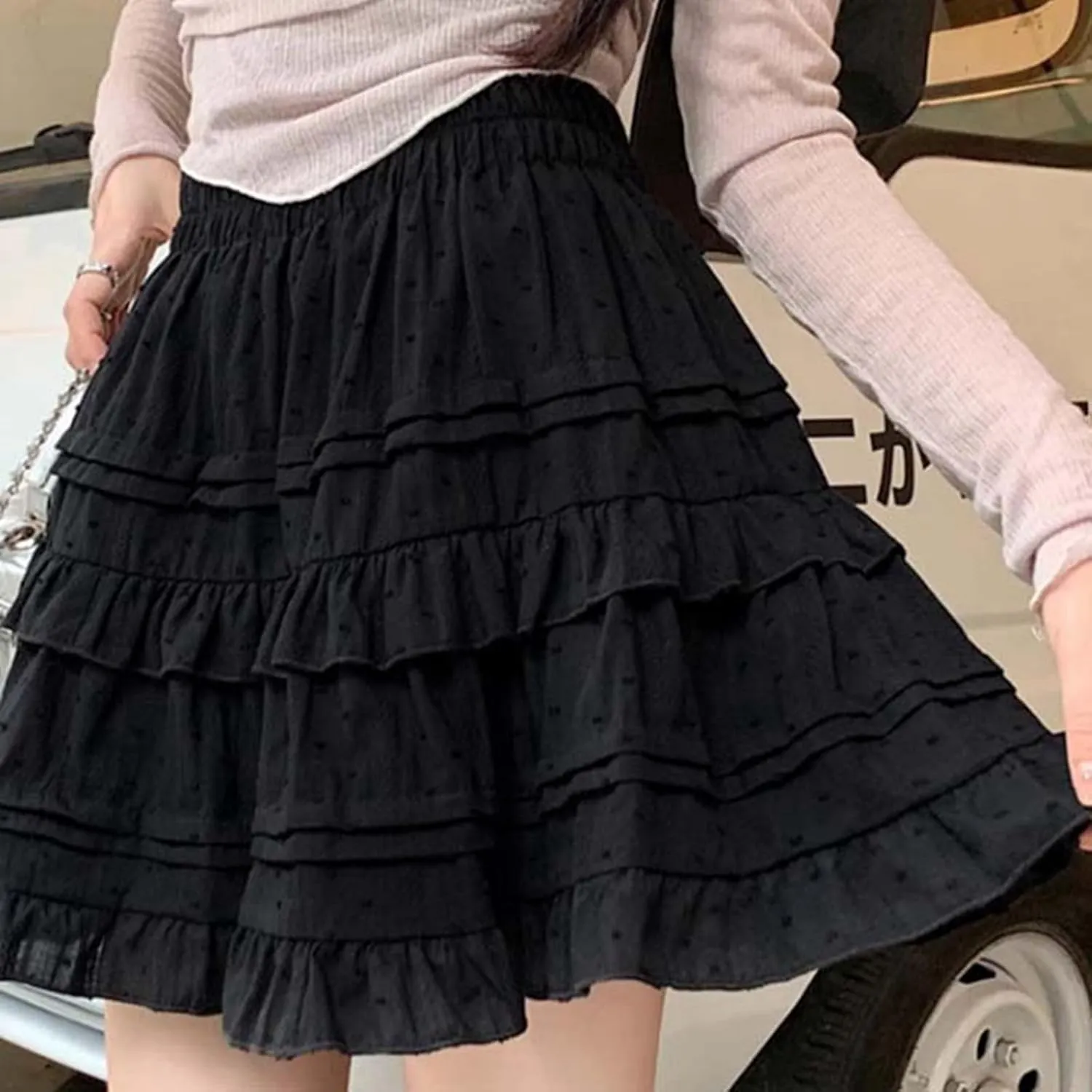 Women's Pleated Skater Skirt Basic Casual High Waisted Ruffles Flared Mini Lingerie Skirts Missal Dresses