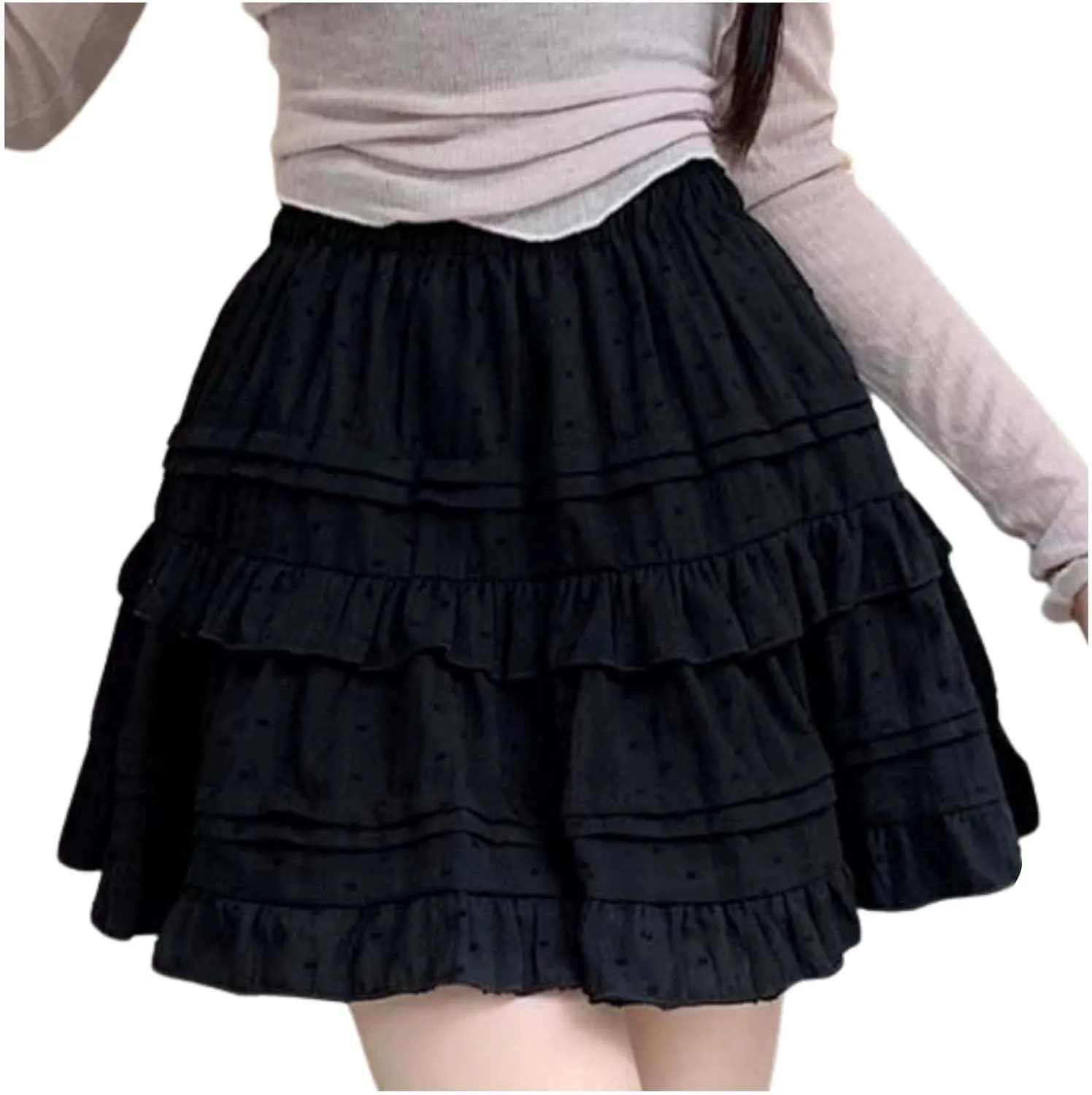 Women's Pleated Skater Skirt Basic Casual High Waisted Ruffles Flared Mini Lingerie Skirts Missal Dresses