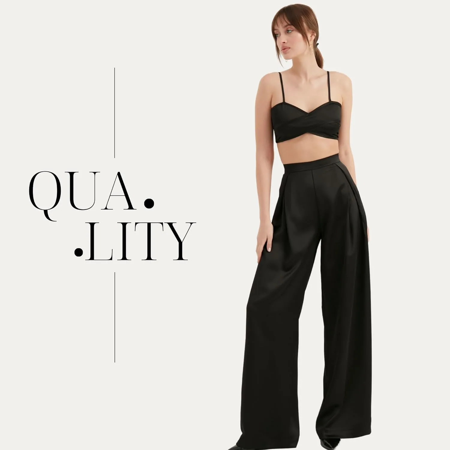 Women's Satin Pant | Casual Wide Leg High Waist Flowy Trousers | Spring Women Pant Clothing
