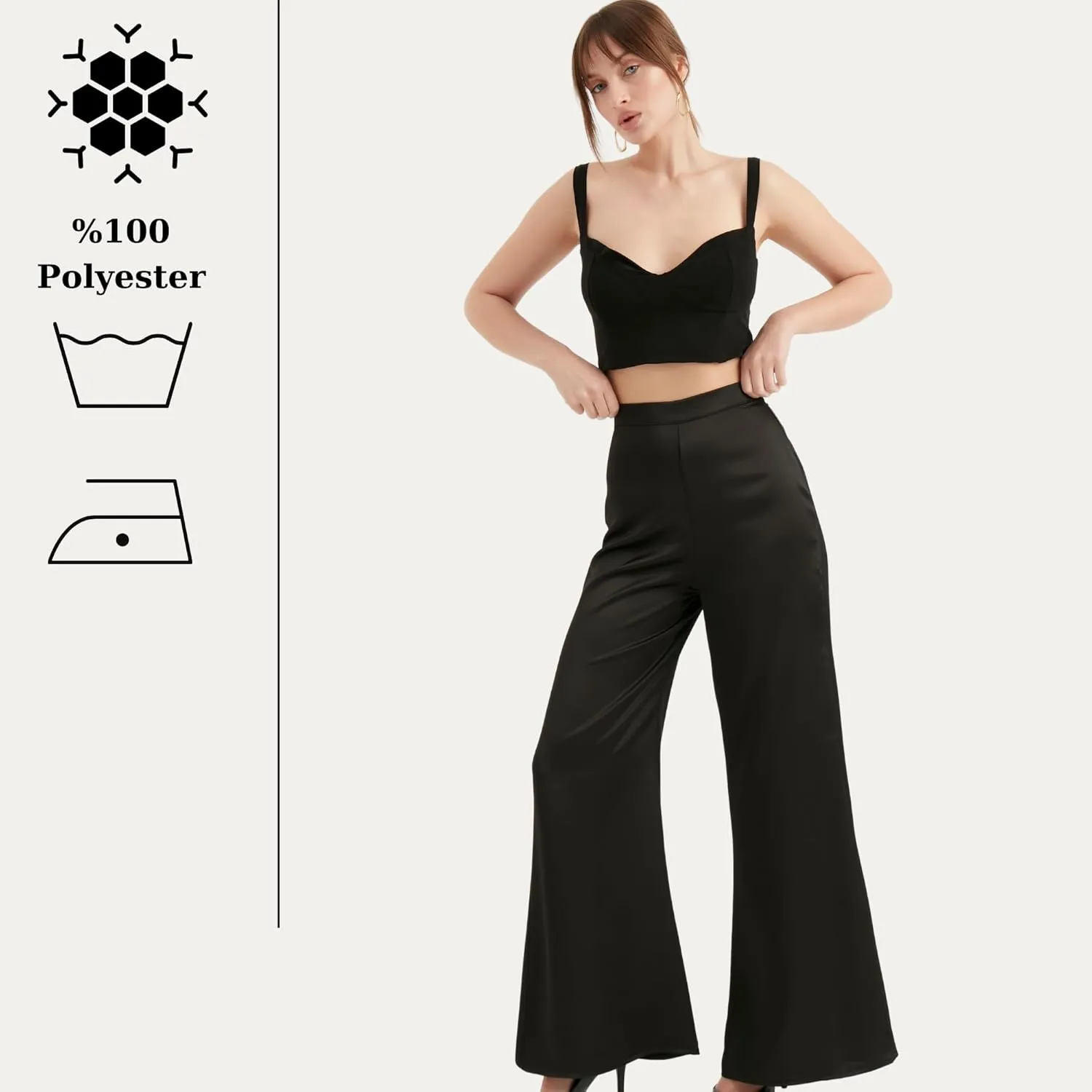 Women's Satin Pant | Casual Wide Leg High Waist Flowy Trousers | Spring Women Pant Clothing