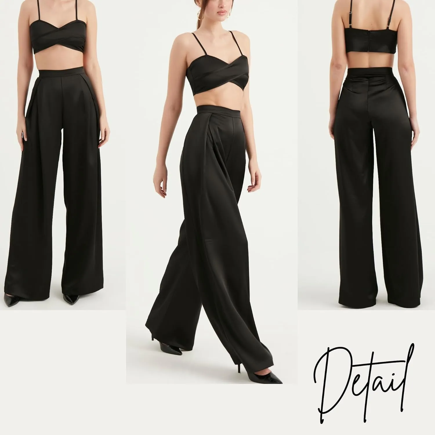 Women's Satin Pant | Casual Wide Leg High Waist Flowy Trousers | Spring Women Pant Clothing