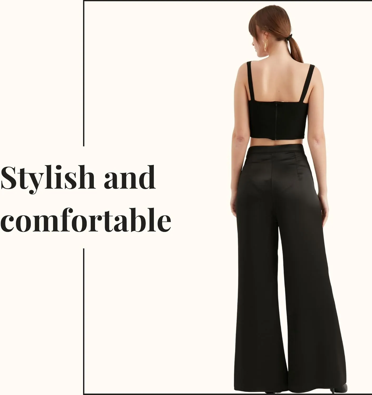 Women's Satin Pant | Casual Wide Leg High Waist Flowy Trousers | Spring Women Pant Clothing