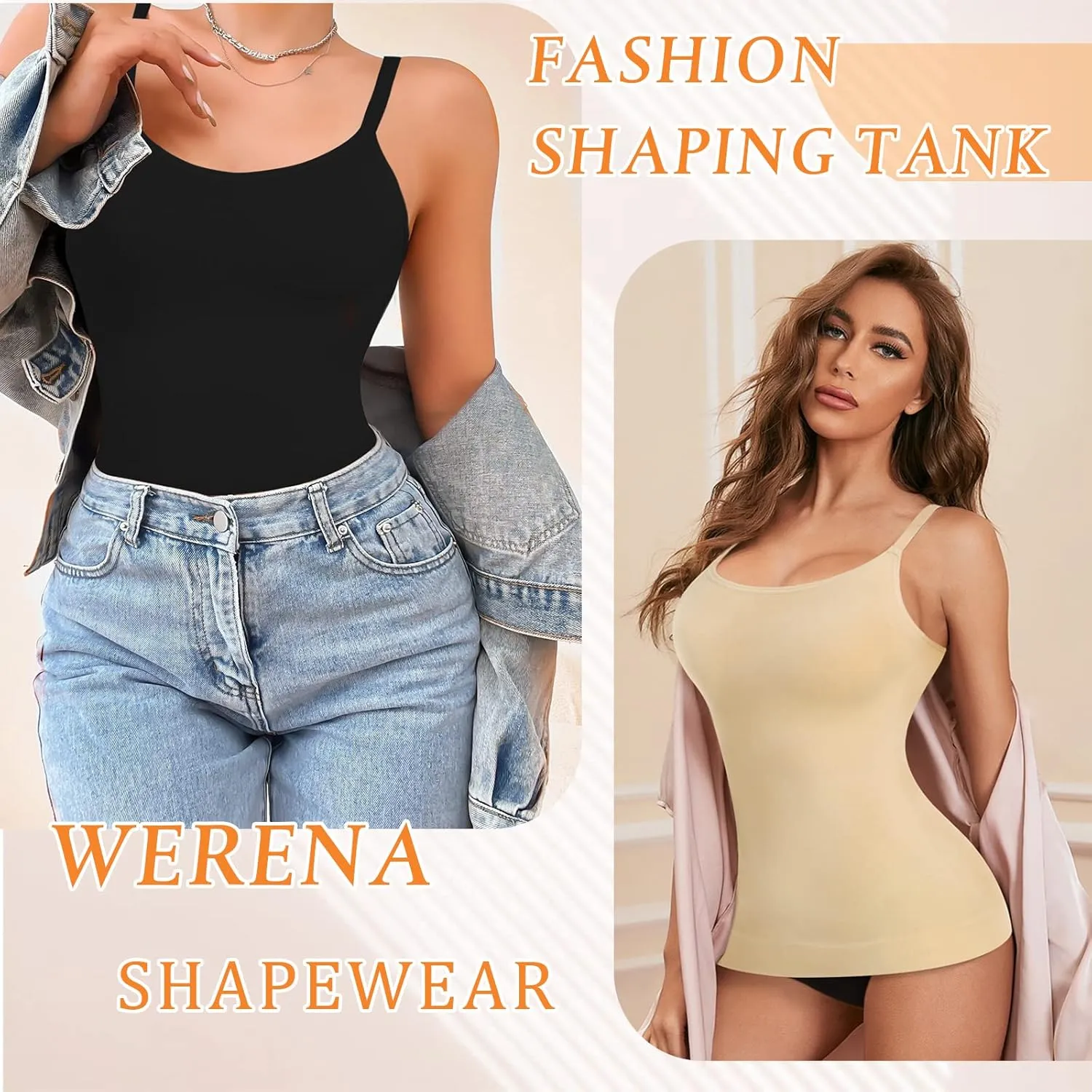 Womens Shapewear Tank Tops with Built in Bra Tummy Control Cami Shaper Compression Shaping Tops