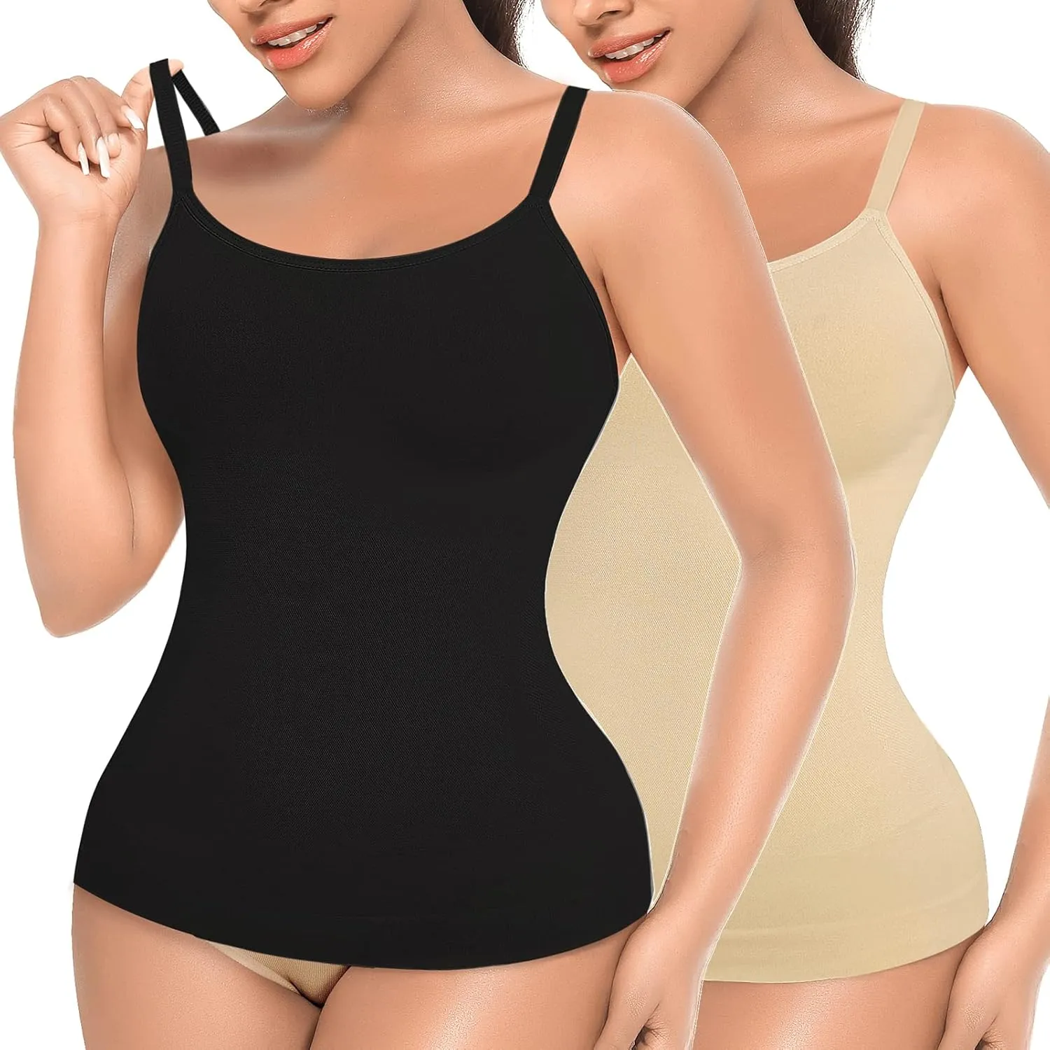 Womens Shapewear Tank Tops with Built in Bra Tummy Control Cami Shaper Compression Shaping Tops