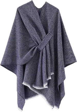 Women's Shawls Wrap Poncho Soft Capes Open Front Scarf Blanket Wraps Comfort Knit Cloak Cardigan Warm Sweater Shawl