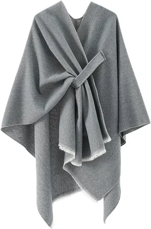 Women's Shawls Wrap Poncho Soft Capes Open Front Scarf Blanket Wraps Comfort Knit Cloak Cardigan Warm Sweater Shawl