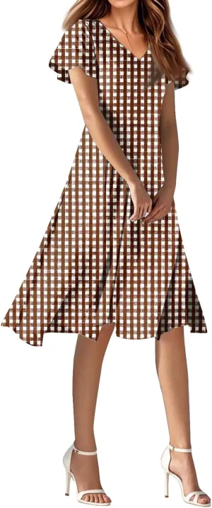 Womens Summer Dresses V Neck Short Sleeve Boho Dress Trendy Vacation Beach Party Mini Sundress Casual Flowy Sundresses