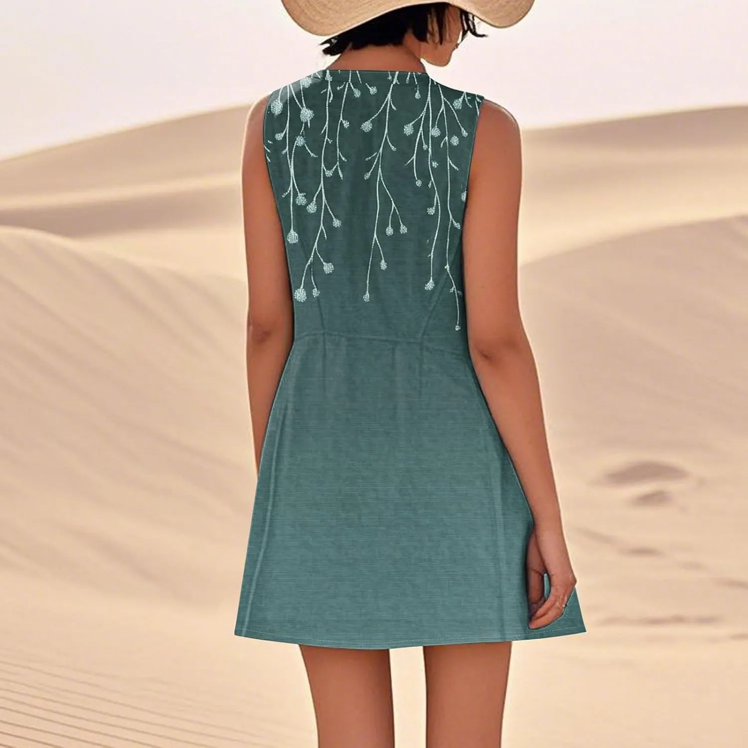Womens Summer Tank Dress Plus Size Loose Fit Sleeveless Dresses Casual Flowy Midi Pockets Vacation Sundresses