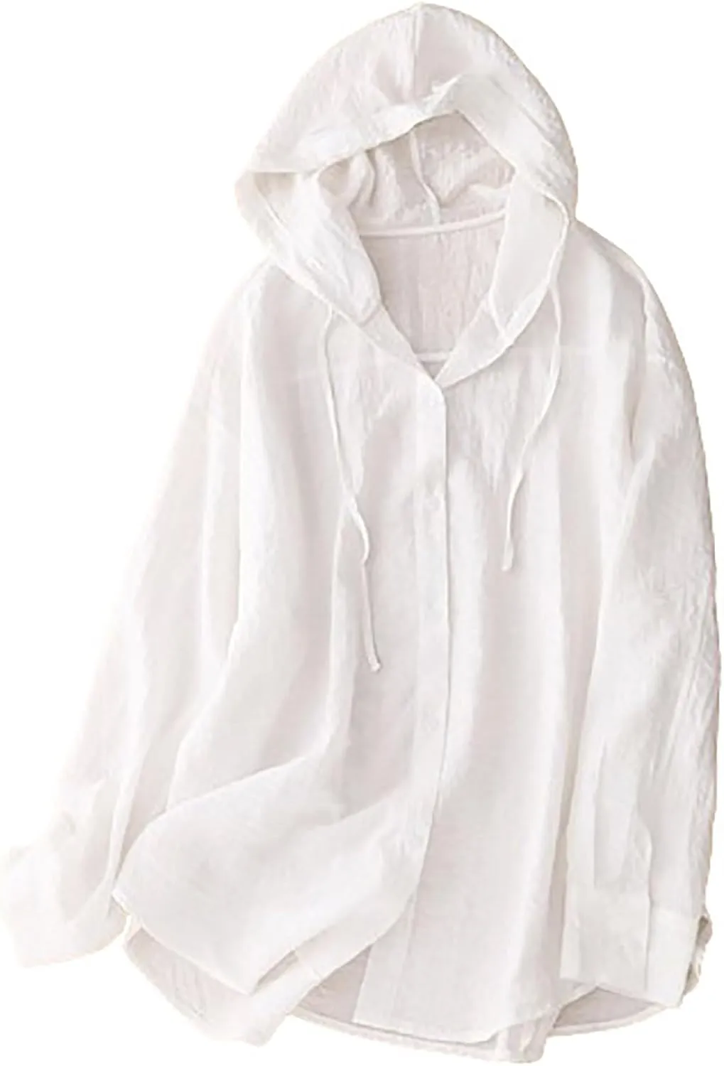Women's Sun Protection Hoodie Long Sleeve Cotton Linen Jacket Lightweight Swim Beach Travel Cover Up Shirts