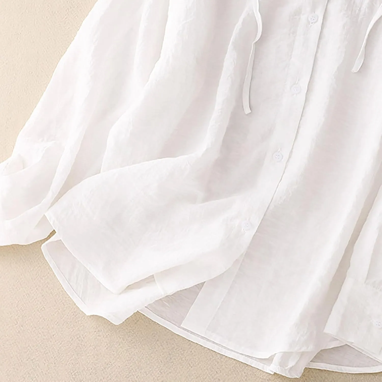 Women's Sun Protection Hoodie Long Sleeve Cotton Linen Jacket Lightweight Swim Beach Travel Cover Up Shirts
