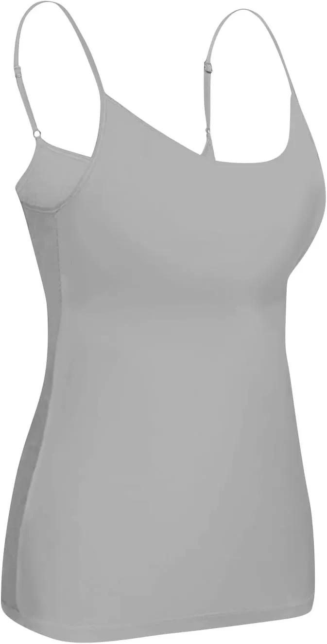 Womens Tank Tops Fitted Built in Bra Adjustable Spaghetti Strap Workout Cami Tops Gym Shirts Sleeveless Under Clothes
