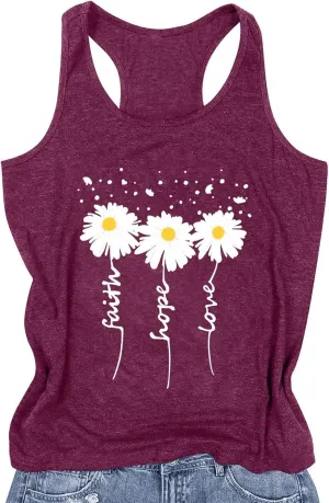 Womens Tank Tops Summer Racerback Graphic Tanks Beach Vacation Tops Loose Running Athletic Sleeveless Shirt Cami