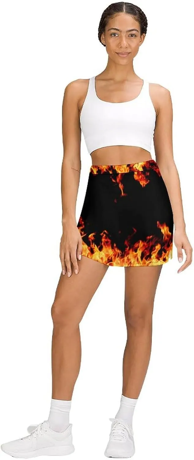 Women's Tennis Skirt, Golf Skorts Light Proof A-line Trouser Skirt with Pockets