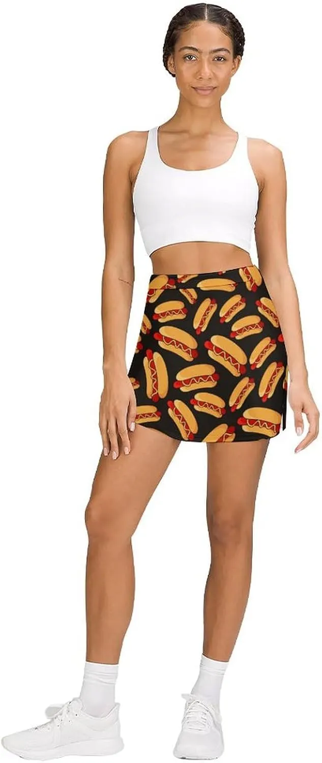 Women's Tennis Skirt, Golf Skorts Light Proof A-line Trouser Skirt with Pockets