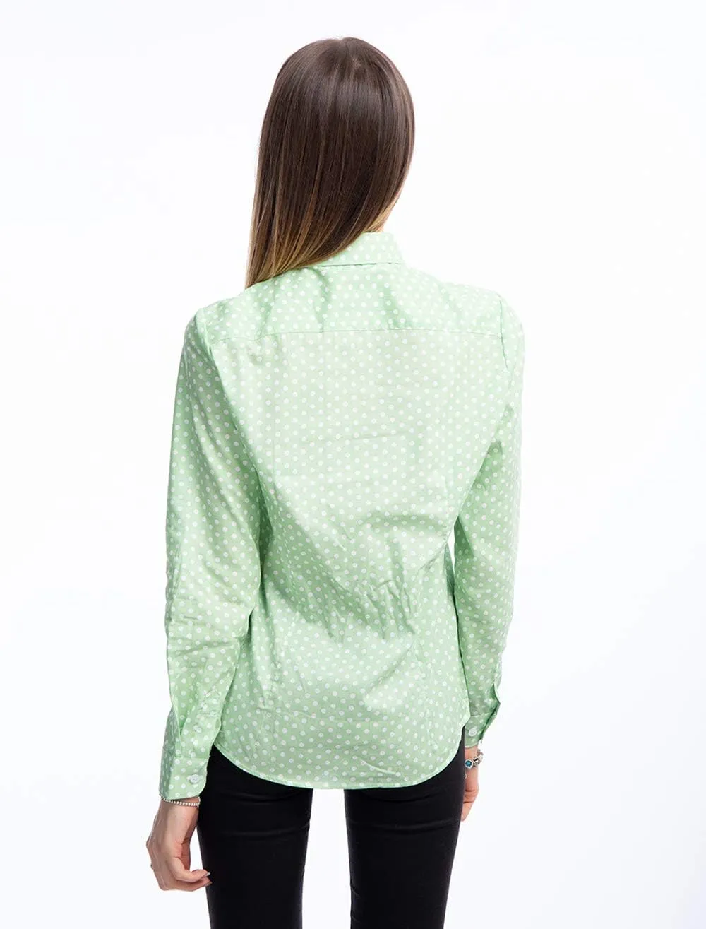 Women's Tops Feminine Long Sleeve Polka Dotted Button Down Casual Dress Blouses Shirts