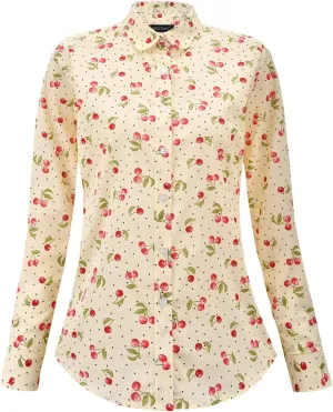 Women's Tops Feminine Long Sleeve Polka Dotted Button Down Casual Dress Blouses Shirts