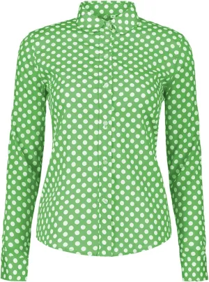 Women's Tops Feminine Long Sleeve Polka Dotted Button Down Casual Dress Blouses Shirts