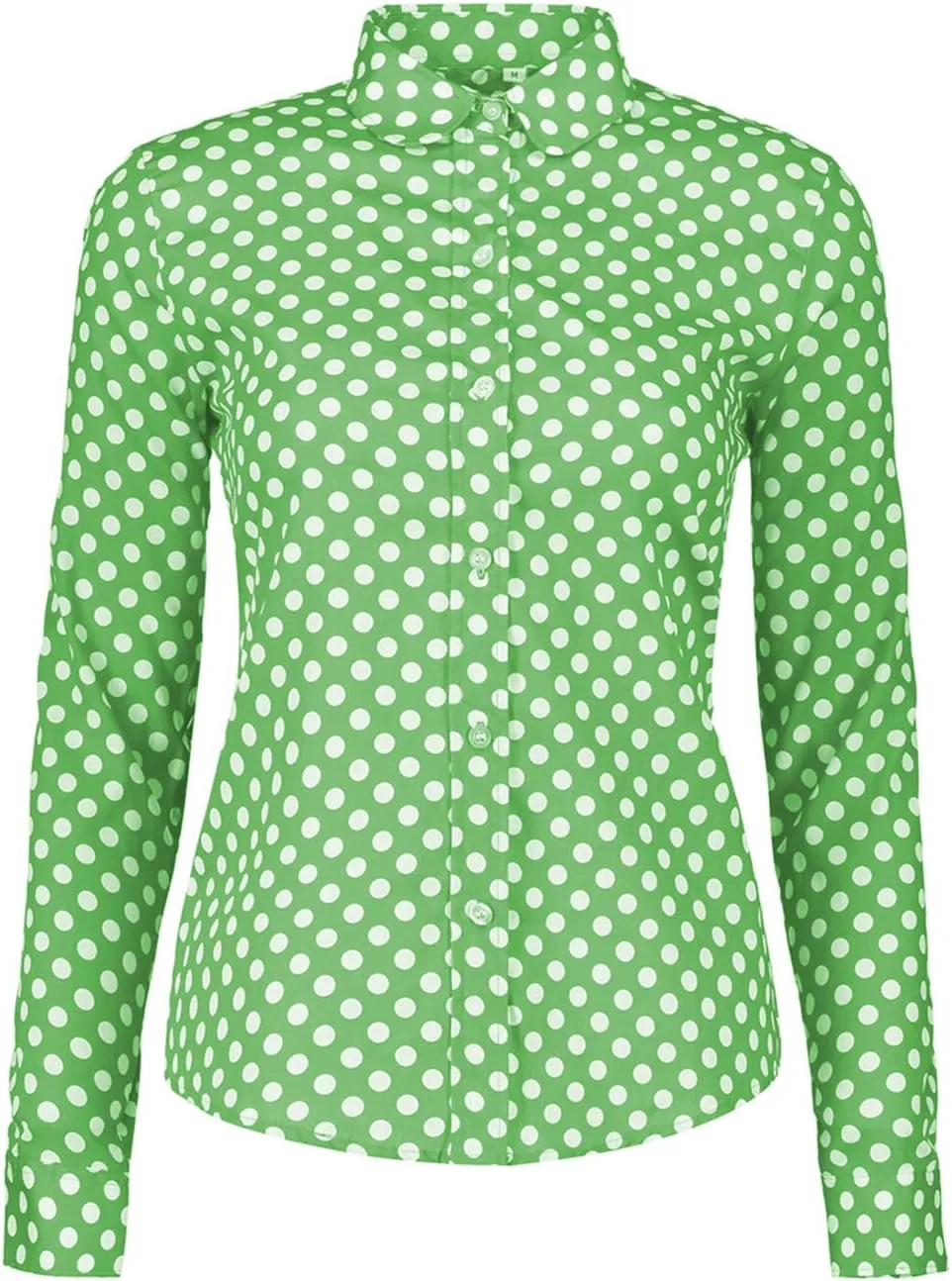 Women's Tops Feminine Long Sleeve Polka Dotted Button Down Casual Dress Blouses Shirts