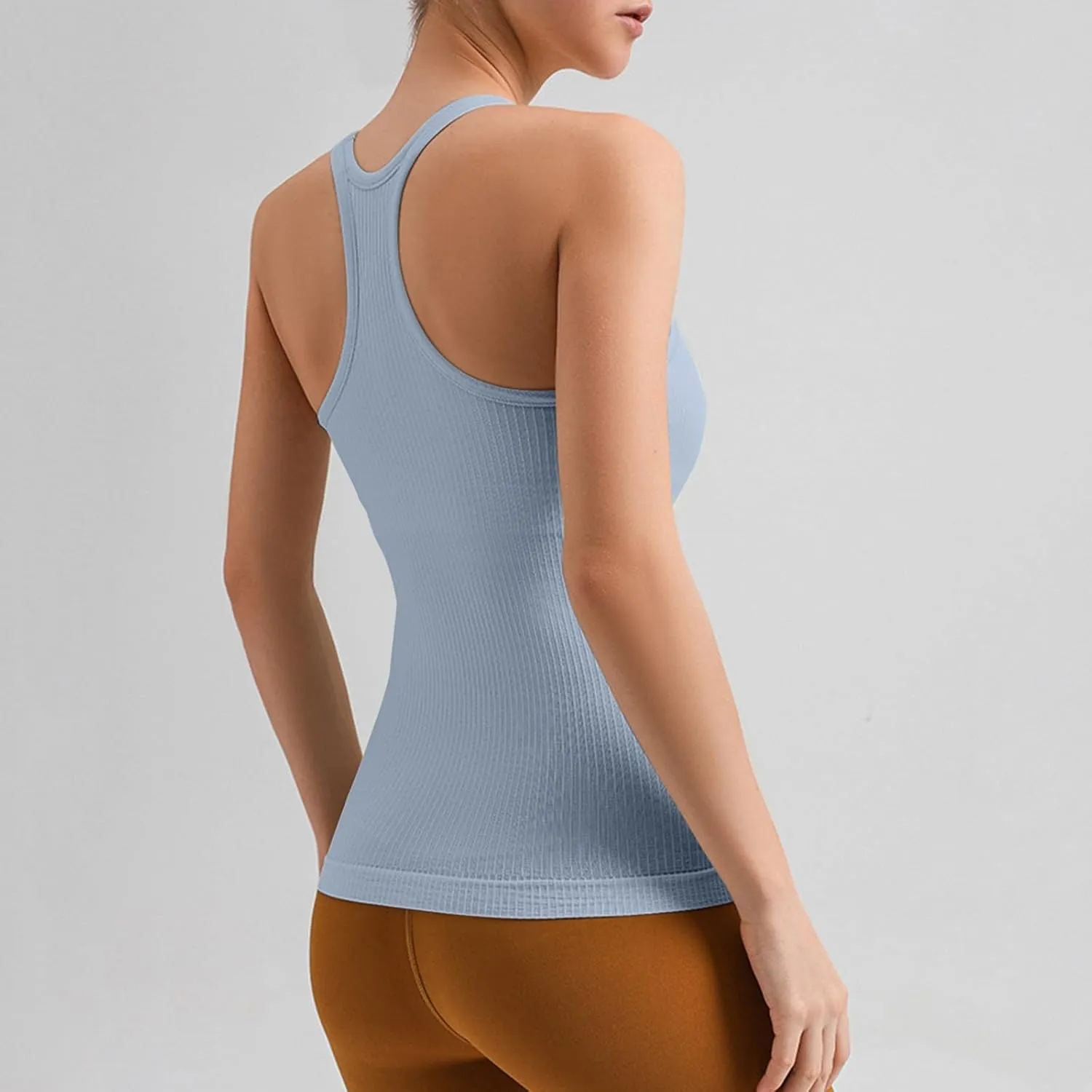 Womens Tops, Tank Top with Built in Bra 2025 Summer Spaghetti Strap Sports Camisoles Cami Sleeveless Clothes