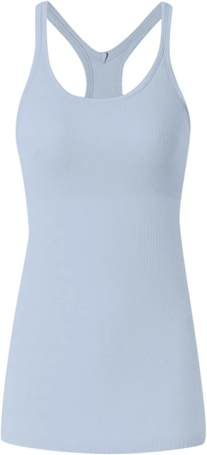 Womens Tops, Tank Top with Built in Bra 2025 Summer Spaghetti Strap Sports Camisoles Cami Sleeveless Clothes