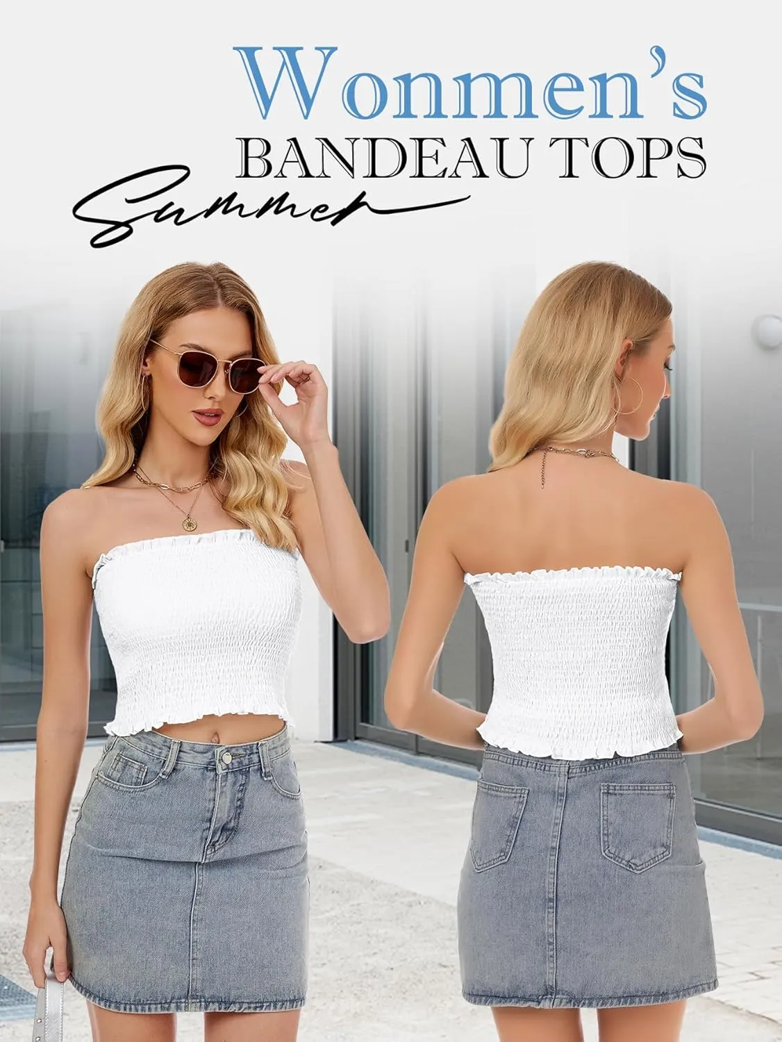 Womens Tube Top Summer Strapless Crop Tops Basic Tank Casual Sleeveless Shirt