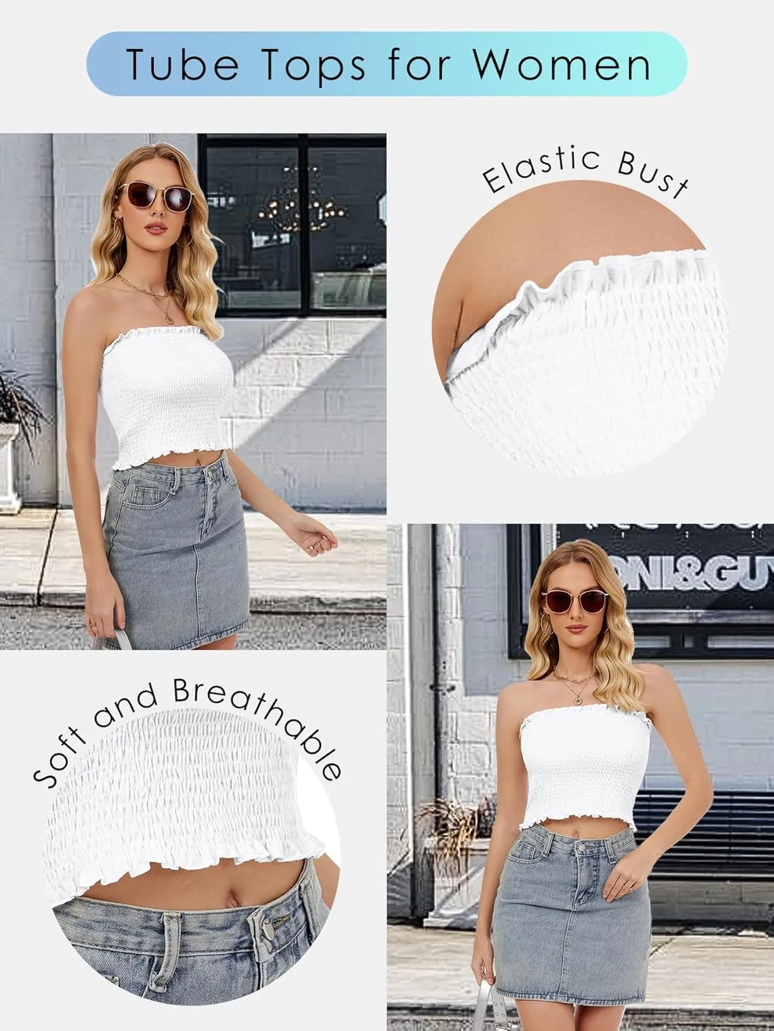 Womens Tube Top Summer Strapless Crop Tops Basic Tank Casual Sleeveless Shirt