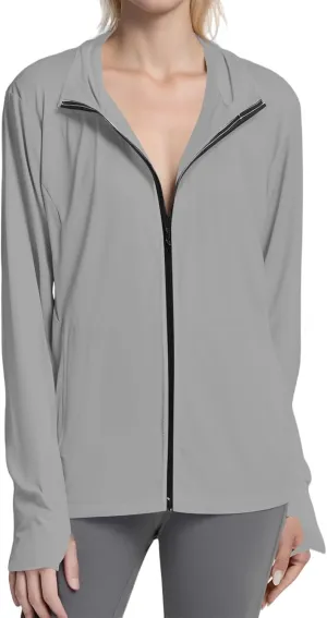 Women's UPF Sun Protection Shirts SPF Jacket UV Zip Up Hoodie Long Sleeve Summer Ice Silk Outdoor with Pockets