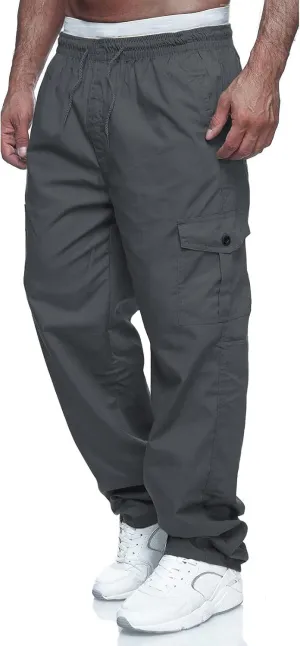 WZIKAI Mens Cargo Pants Relaxed Fit Drawstring Joggers Sweatpants for Men Workout Casual Long Trousers