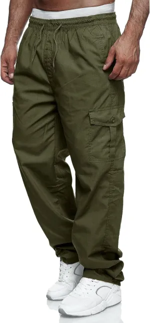 WZIKAI Mens Cargo Pants Relaxed Fit Drawstring Joggers Sweatpants for Men Workout Casual Long Trousers