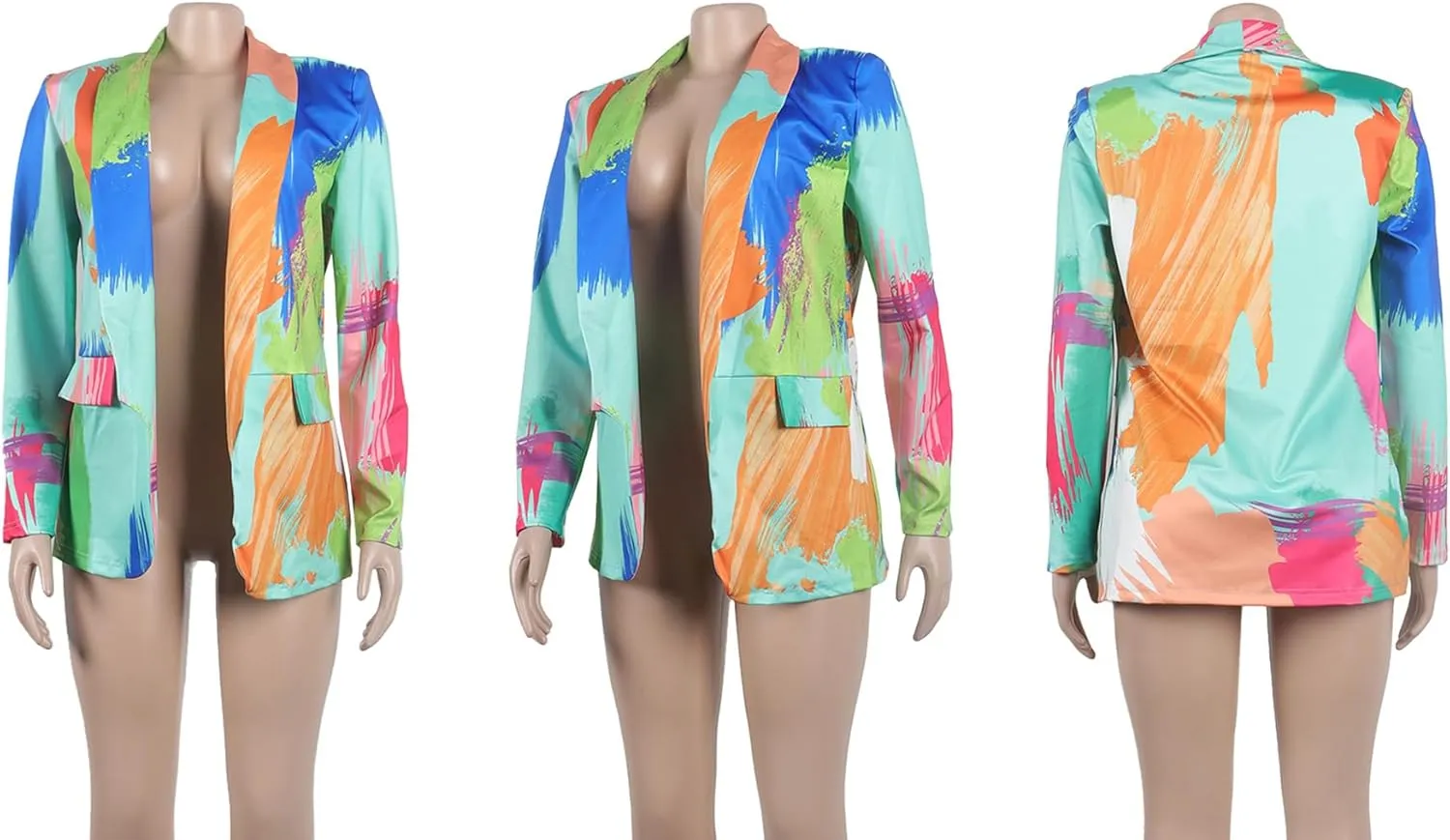 XZLUFNY Blazers Jacket for Women Office Work Business Multicolor Long Sleeve Open Front Coat