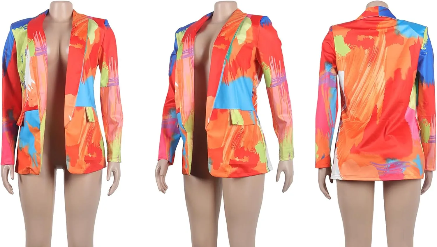 XZLUFNY Blazers Jacket for Women Office Work Business Multicolor Long Sleeve Open Front Coat