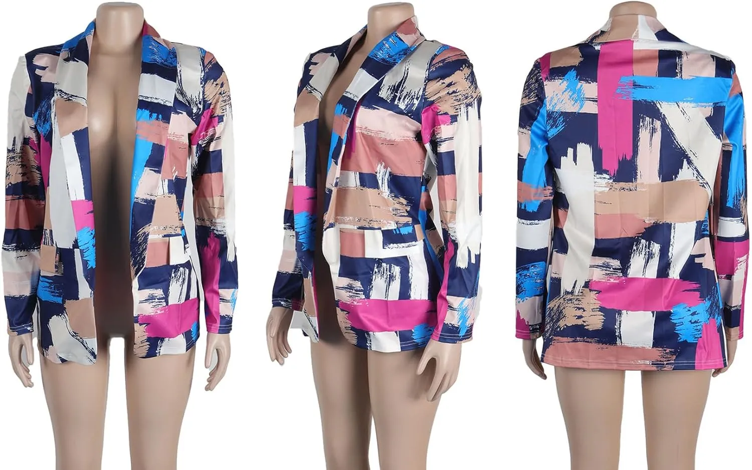 XZLUFNY Blazers Jacket for Women Office Work Business Multicolor Long Sleeve Open Front Coat
