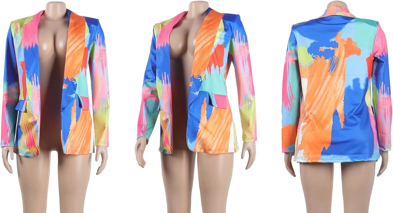 XZLUFNY Blazers Jacket for Women Office Work Business Multicolor Long Sleeve Open Front Coat